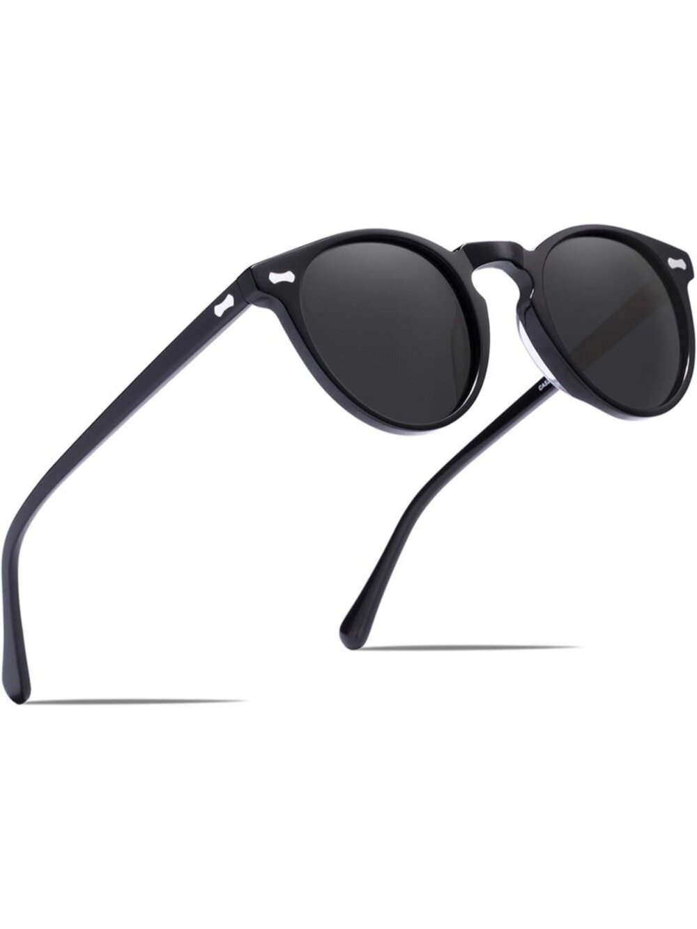 Women's Grey Lens Vintage Round Acetate Polarized Sunglasses UV Protection